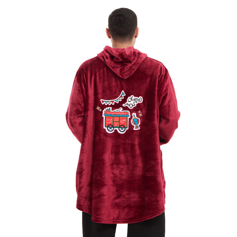 Snuggs Blanket Hoodie Dark Red عربية فول